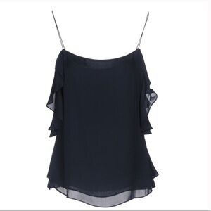 Derek Lam 10 Crosby ruffle black silk cami sz 2